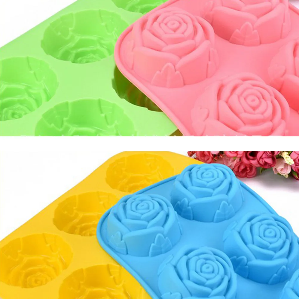 Rose Silicone Mold 6 Cavities Shape Chocolate Cake Pudding Mold Baking Tool Soap Mould Christmas Cake Decorating Tools in Cake Molds from Home & Garden on