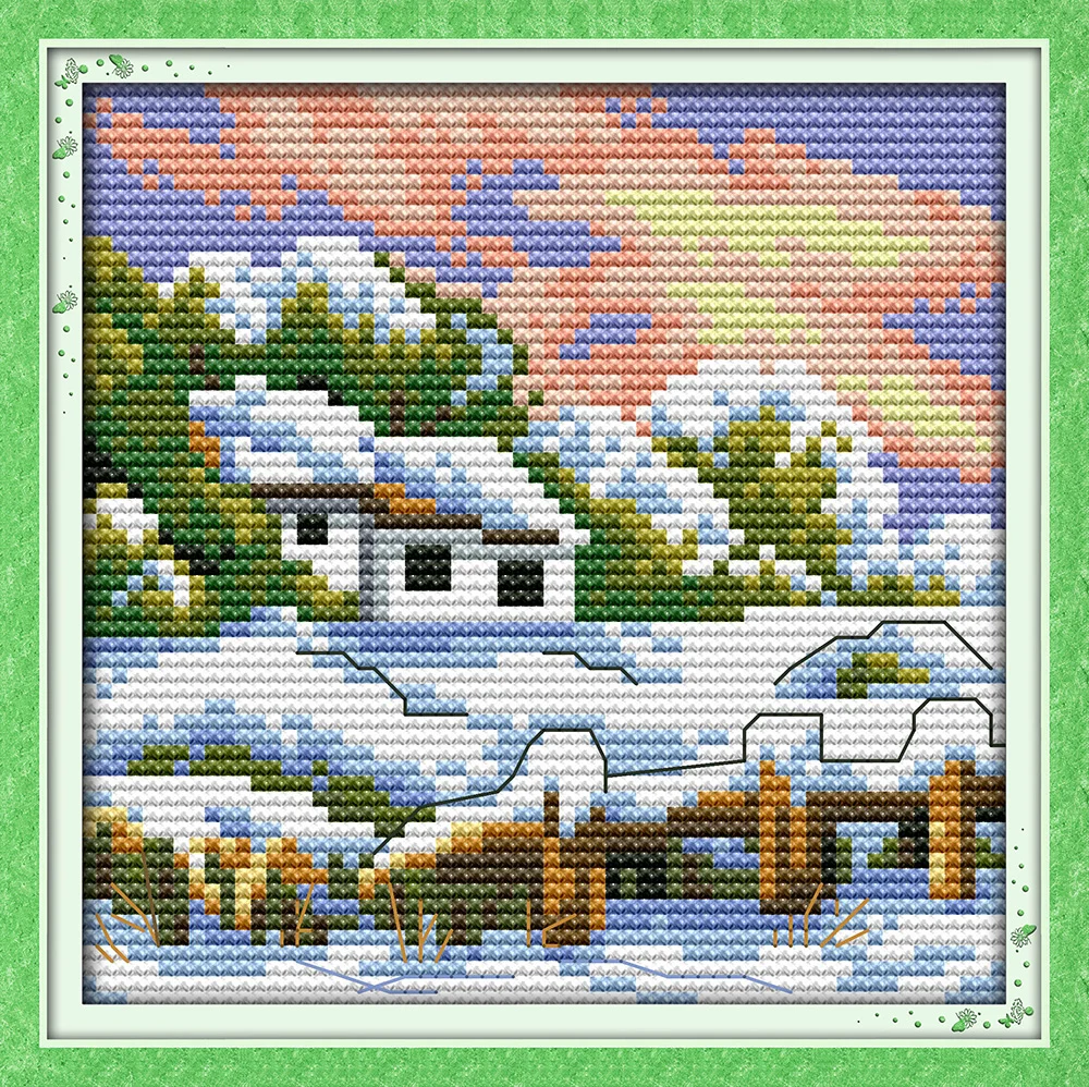 

The four seasons scenery, counted printed on fabric DMC 14CT 11CT Cross Stitch kits,embroidery needlework Sets, Home Decor