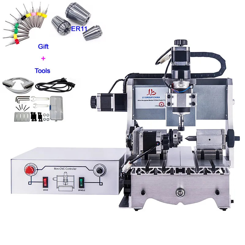 4 оси Гравировальный машины 3020 300 Вт мини-фрезерные машины ШВП ЧПУ