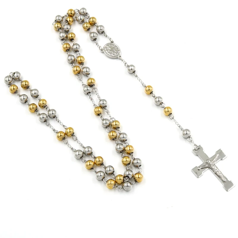 Buy Stainless steel Ball Virgin Mary Rosary Necklaces