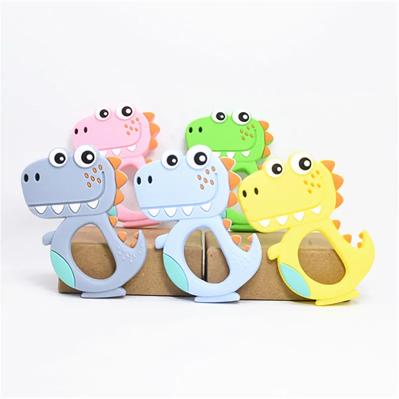 

10 PCS Silicone Dinosaur Teether Food Grade Teething Cartoon Monster Pendant Baby Nursing Gifts Animal Dino Baby Teether