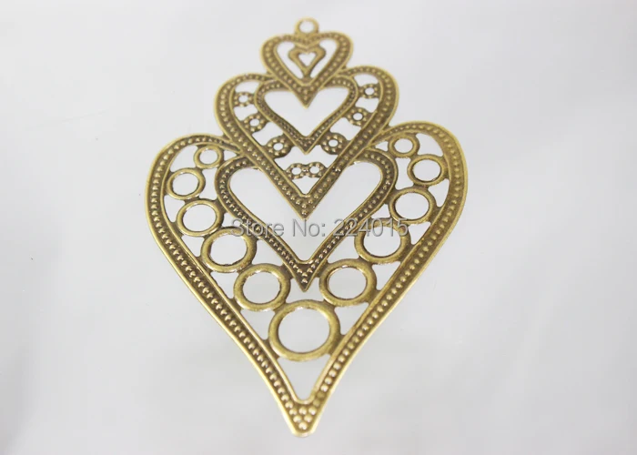 

50pcs/86*55mm Ancient Bronze Tone Filigree Flower Wraps Charms Pendant Necklace Findings Connectors Hair Jewelry Embellishments