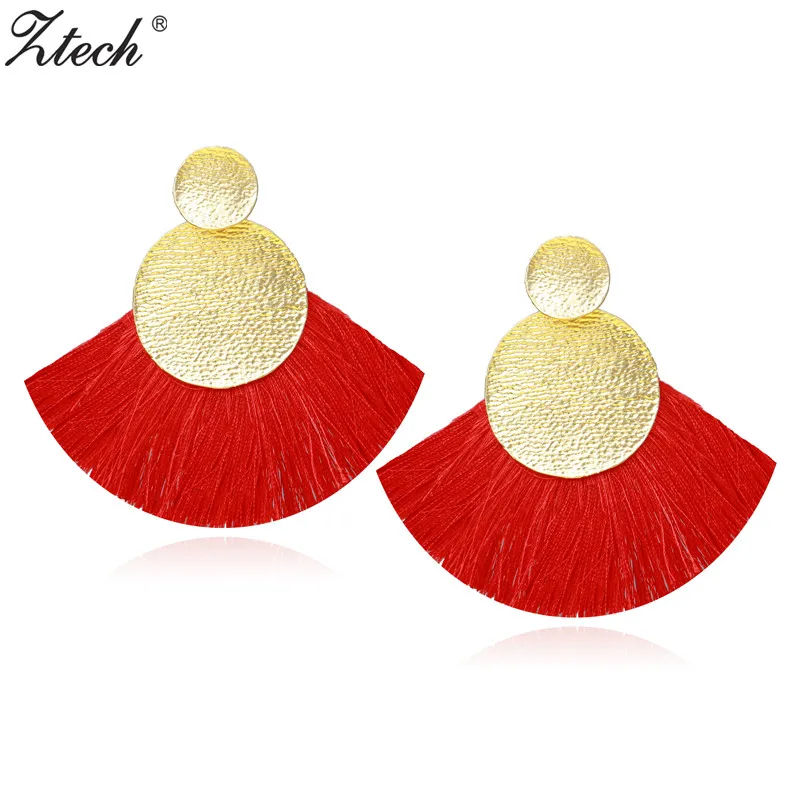 

Ztech New Fashion Fan Sector Tassel Earrings For Women Jewelry Statement Drop Dangle Earrings Wedding Engagement Wholesale
