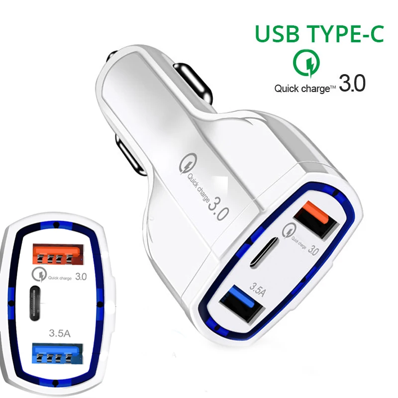

Car QC3.0 Charger USB Type C Cigarette Lighter Fast Charge For Mobile Phone Auto Adapter Universal Safety Electronic Accessories