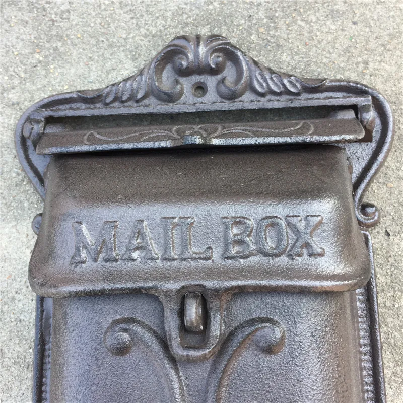 small wall mounted cast iron mailbox, metal mailbox Gardon Decor Free Shipping wrought iron letter box 20.5*37cm