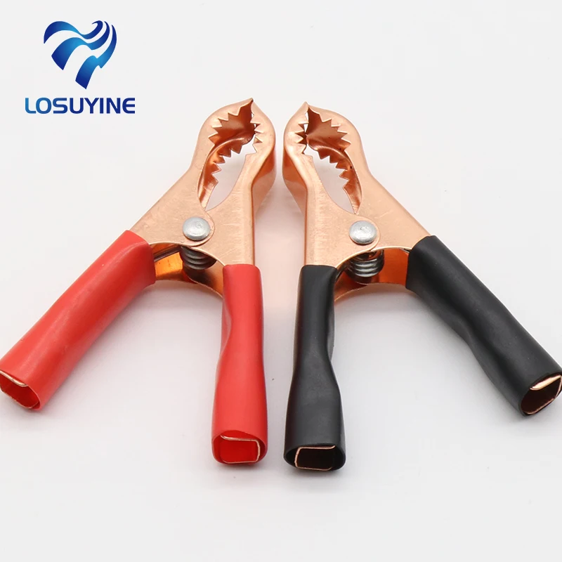 IMC hot 4 pcs Copper Plated Insulated Car Battery Clips Alligator Clamps 50A 2Red+2Black