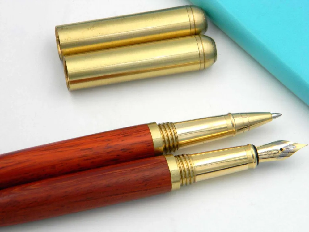 Роскошная качественная латунная Красная деревянная Груша палисандр Золотой Иридиевый классический перьевая ручка