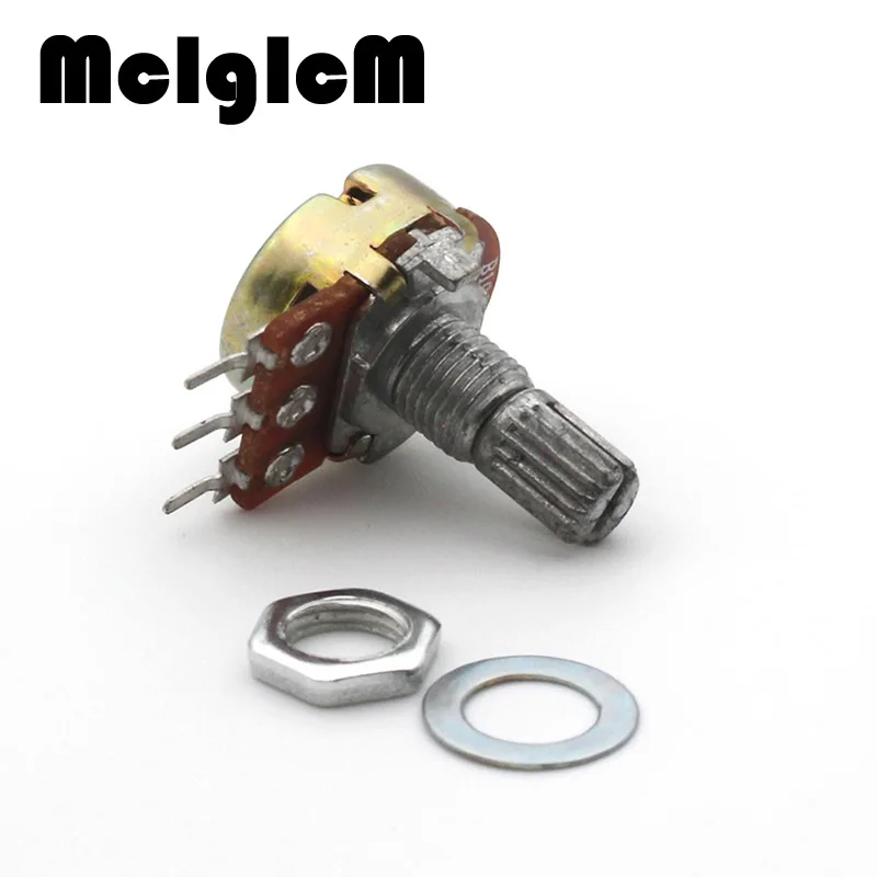 D0131 10pcs WH148 B1K Linear Potentiometer 15mm Shaft With Nuts And Washers Hot High Quality 3pin