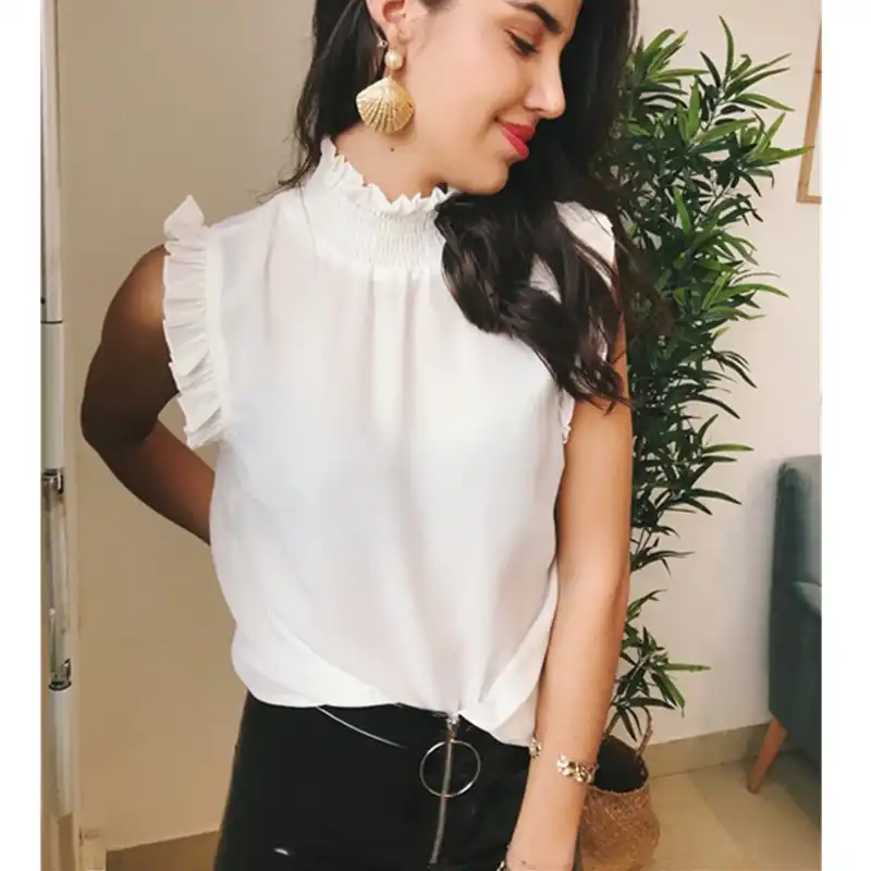 Camisa de Gasa Mujer Blusas Oficina Escote V Blusa Manga Larga Camisas Se/ñora Top Camiseras Elegantes Camisetas Cuello V Lisas Blusones Blusa Vestir Formales Fiesta Largas Anchas Primavera