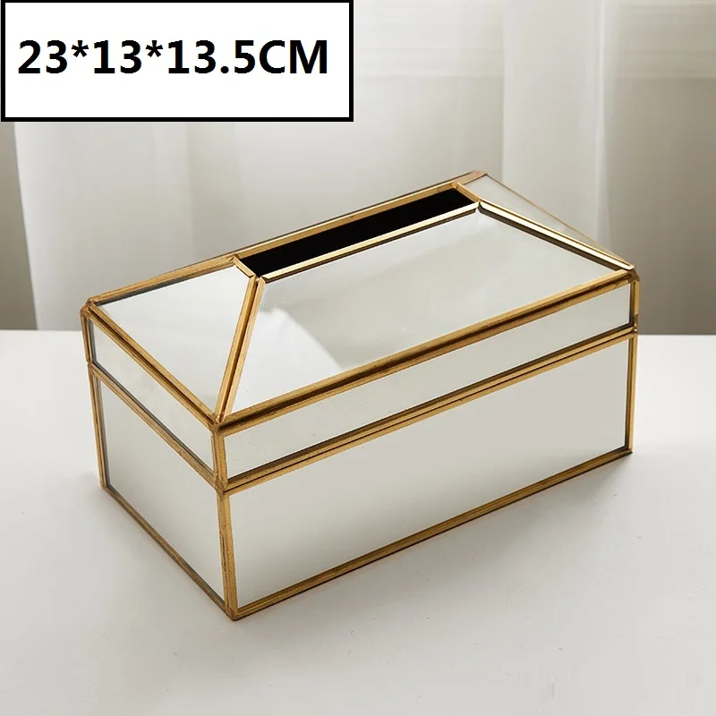Золотая металлическая зеркальная коробка для салфеток, Элегантная стеклянная коробка для хранения салфеток, держатель для салфеток, настольная коробка для хранения украшений для дома - Цвет: Красный
