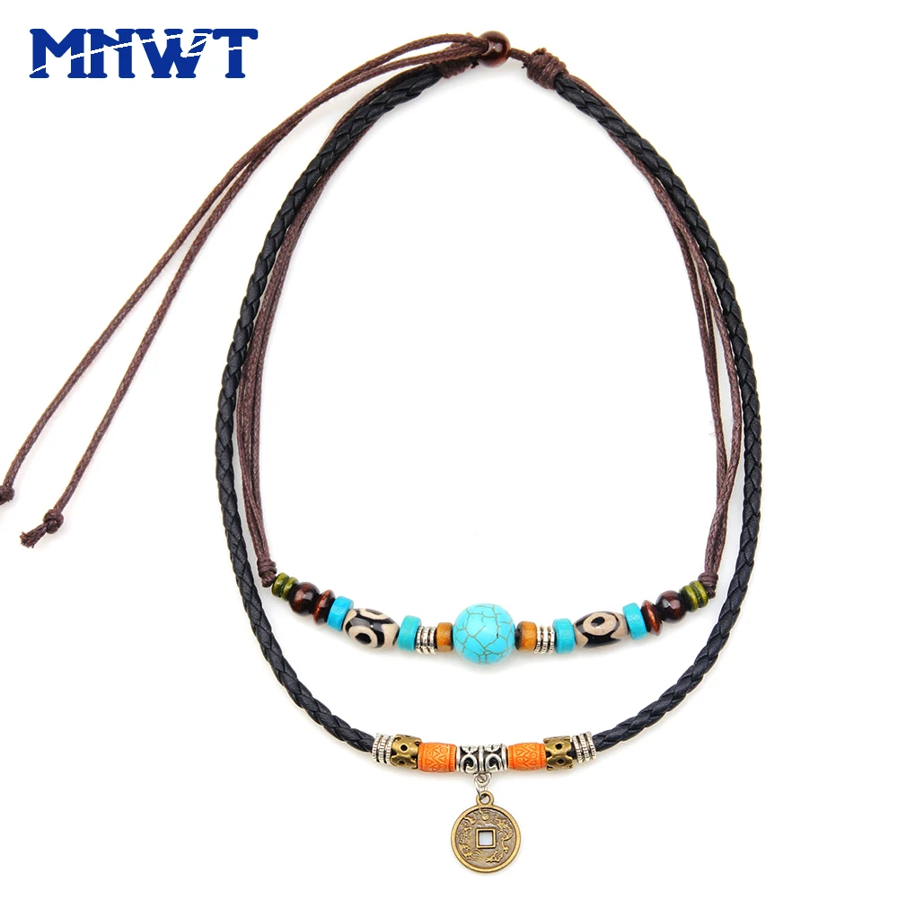 

MNWT Handmade Ethnic Tibetan Silver Men Necklace Punk Vintage Jewelry Pendants Chain Multilayer Wood Beads Cross Mens Necklaces