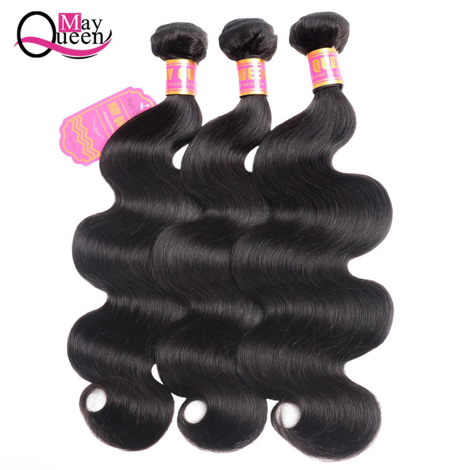 Brazilian Body Wave Hair Weave Bundles Natural Color 100% Human Hair weaving 1/3 Piece 8-26inch NonRemy Hair Extension May Queen