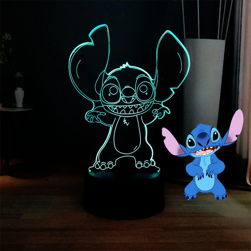 3D Cartoon Stitch LED Night Light USB Switch Touch Light 7 Color Change ...