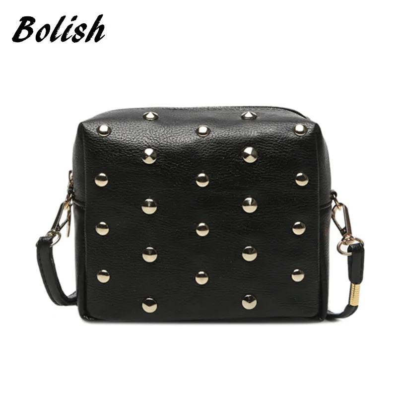 

Bolish Rivet Women Bags Fashion metal bag Punk Mini Crossbody Bag/Women Messenger Bag Big Enough for IPhone 6