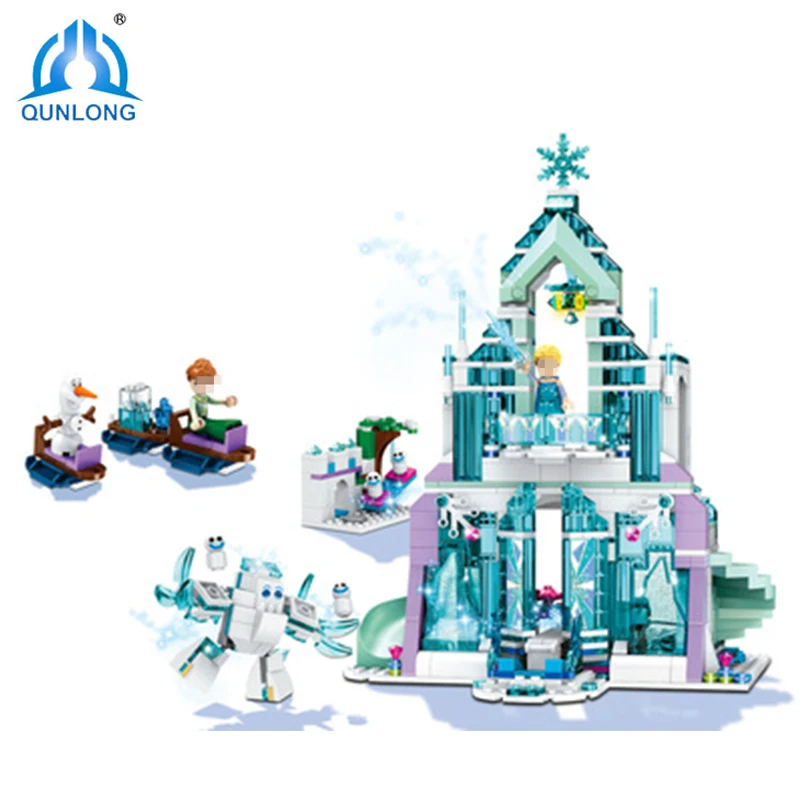 

Qunlong Model Building Kits Compatible Legoings City Elsa Magical Ice Castle 3D Blocks Educational Toys Hobbies For Kids Gifts