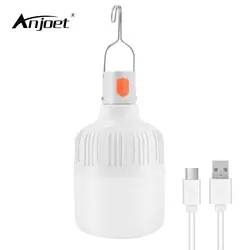 ANJOET 20 Вт 30 40 100 led аварийный свет Аккумуляторный зарядка через USB лампа с крючком 3 режима затемнения Открытый Кемпинг