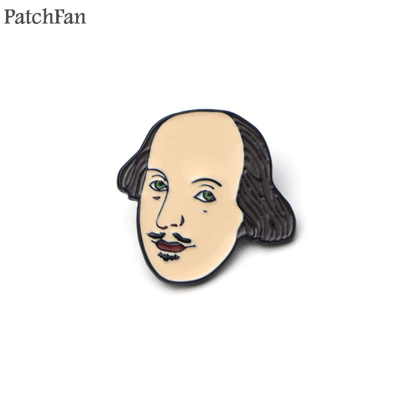 

A0666 Patchfan Writer Shakespeare Zinc pride pins para backpack clothes metal medal badges brooches bag shirt hat shoe insignia