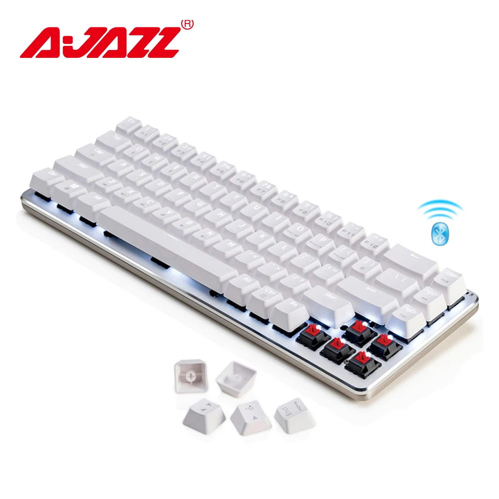 

Ajazz Zinc wireless keyboard cherry switch aluminum plate 68 keys mechanical gaming keyboard white backlit dual-mode bluetooth