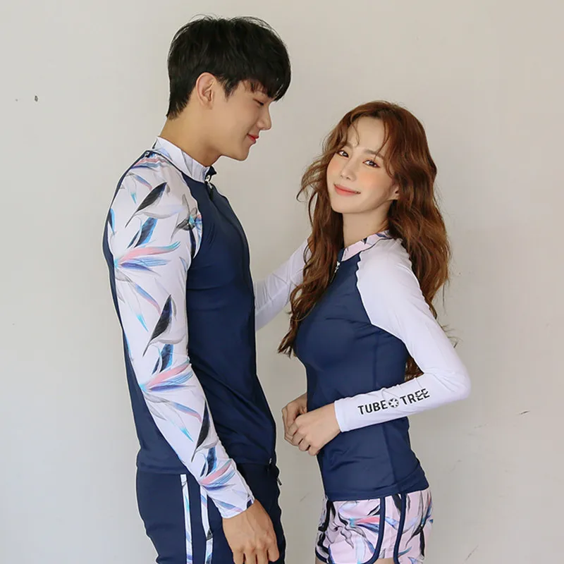 

Rhyme Lady sun protection swimwear 2019 lovers surfing long sleeve rash guard two/three pieces swimming suit for couples