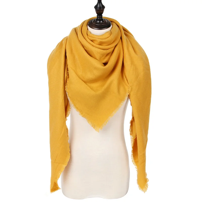 Теплый кашемировый зимний шарф женский платок качество хорошее шерсть шарфы женские,модные плед шарфы платки палантины,большой шарф в форме треугольника,шарф мягкий и приятный на ощупь - Цвет: Color 42