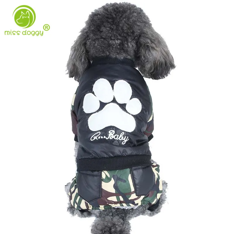

Newly Design Fashion Camouflage Pet Dog Jumpsuit Lovely Dog Paw Printed Overalls for Small Medium Dogs Winter Warm Costume 20E