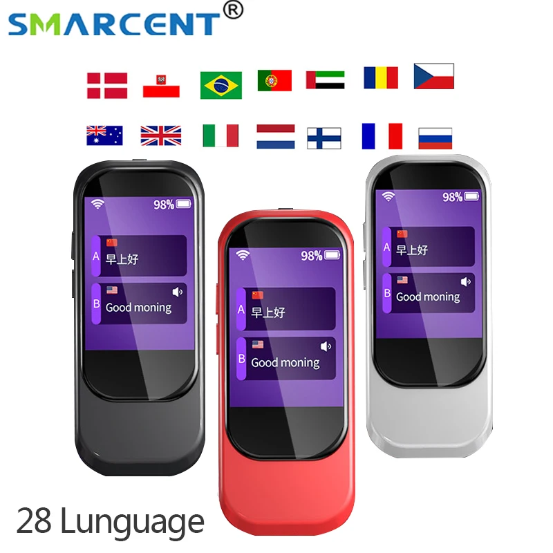 

smart voice language translator 2.4" touch screen simultaneous interpreter translation intelligent real-time translation WIFI