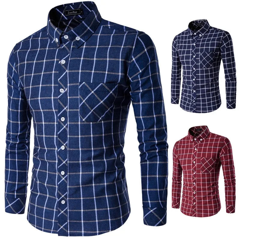 Classic Brand New Plaid font b Men s b font Casual font b Shirt b font
