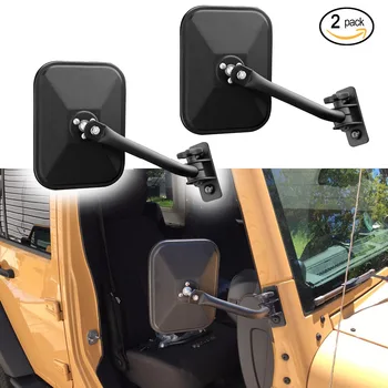 

IZTOSS Door Off Side View Mirror Rectangular Mirrors fit for 1997-2018 Jeep Wrangler TJ JK JKU Textured Black(one pair)
