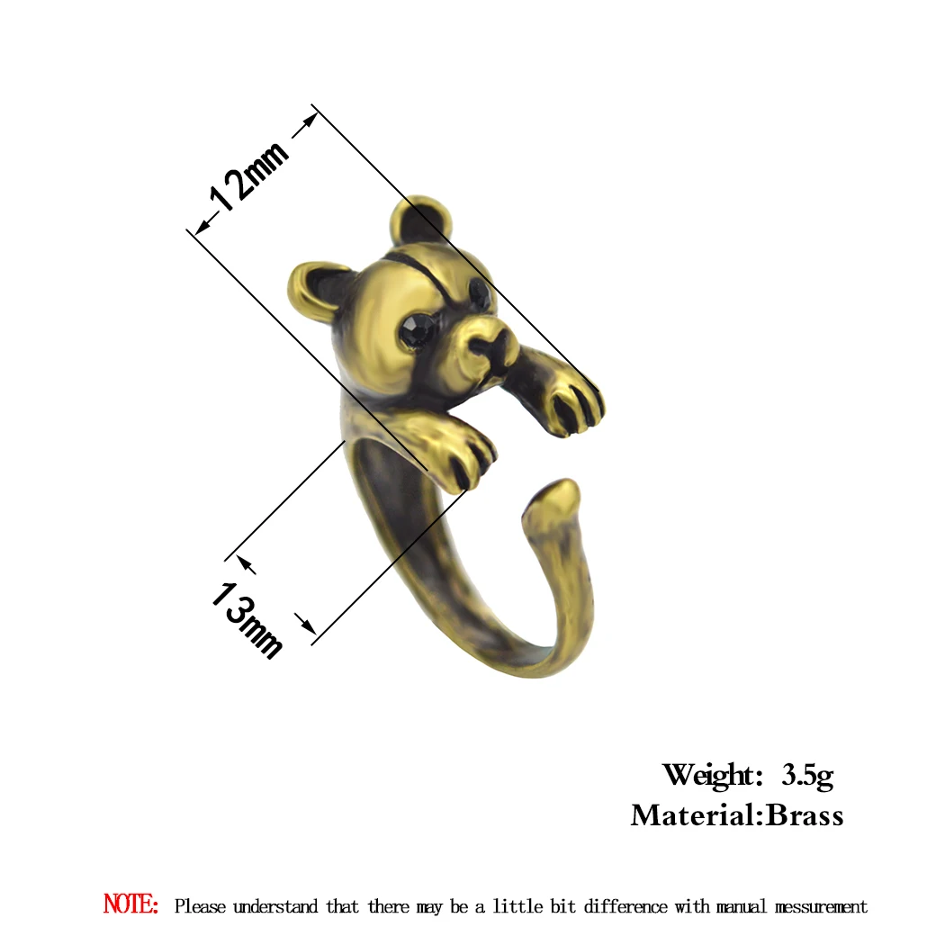Kinitial античные бронзовые кольца с медведем для животных, открывающие кольца для собак, женские обертывания, костяшки пальцев, модный подарок Bijoux