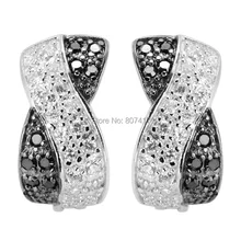 Eulonvan 925 пробы серебряные женские серьги для помолвки, Сексуальные Ювелирные изделия и аксессуары, черный и белый кубический цирконий, S-2157