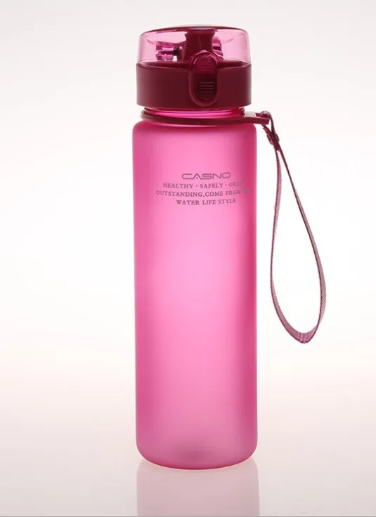 Взрывные спортивные бутылки для воды 450/560 мл 1Л протеиновый шейкер для путешествий портативный герметичный Тритан пластмассовая фляга BPA бесплатно - Цвет: Розовый