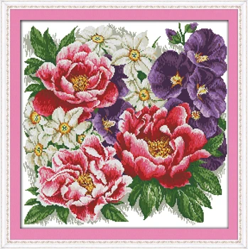 

A bunch of vigorous flowers DMC Cross Stitch In 11CT 14CT DIY Needlework Counted China Cross Stitch Kits for Embroidery Crafts