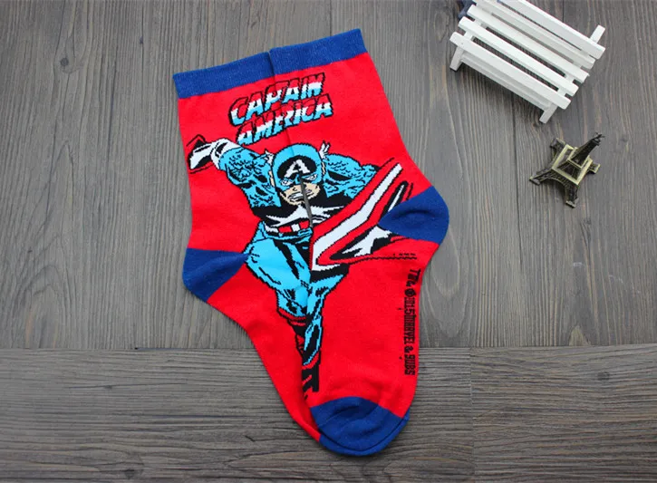 2018 Европейский популярный стиль мстители Супер носки с героями Бэтмен человек паук длинные средства ухода за кожей стоп носки для девоче