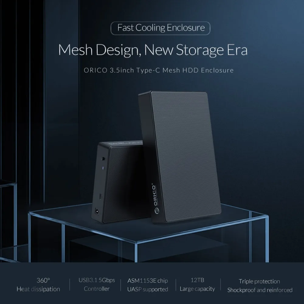  ORICO Full Mesh HDD Gehäuse 35 zoll SATA zu USB C Adapter Externe Festplatte Fall Reader für SSD Di