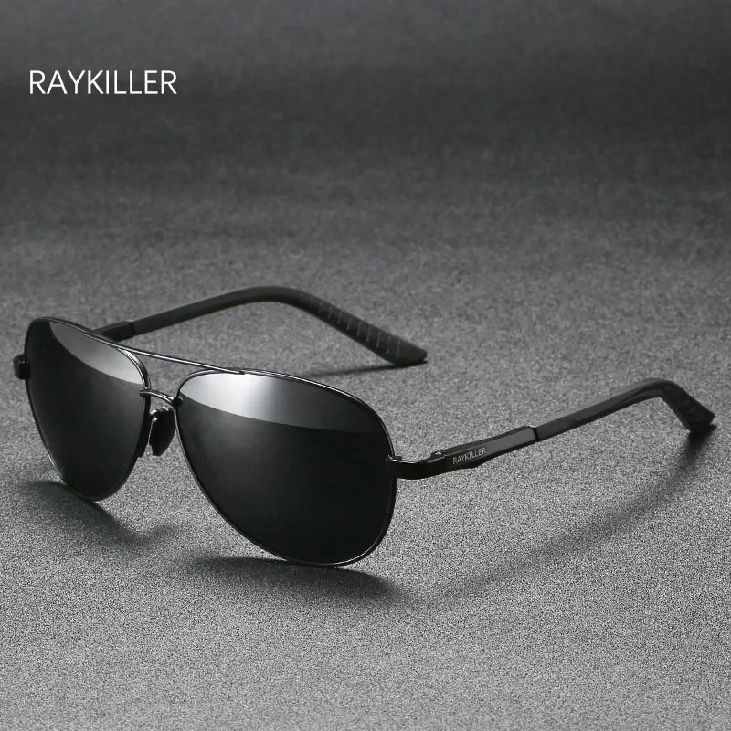 

LUXURY RAYKILLER Brand Pilot mens Polarized Sunglasses Mirrored lens UV400 protection Outdoor Women Eyewear with Case