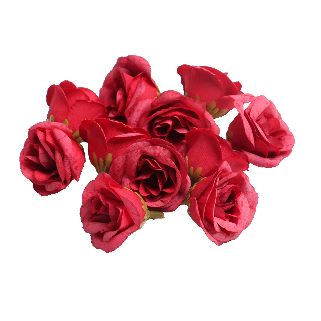 New Hot Sale 10pcs Decorative Artificial Silk Rose Flower Head for Wedding Party Home Decor Photo Albums DIY Hats Clothes Favors