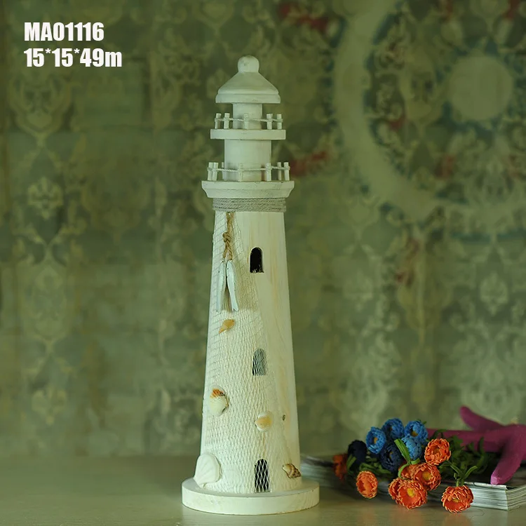  49CM New 1PC Metal Lighthouse Beacon Tower Beach Starfish Shell Home Room Bedroom DIY Decorative Cr - 32788927724