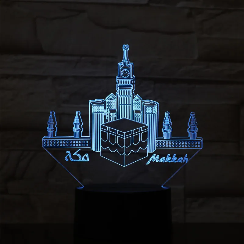 Мекка Mosque Makka Usb светодиодный 3d-ночник лампа Декоративные RGB детский подарок знаменитые здания настольная лампа прикроватный Декор AW-1575