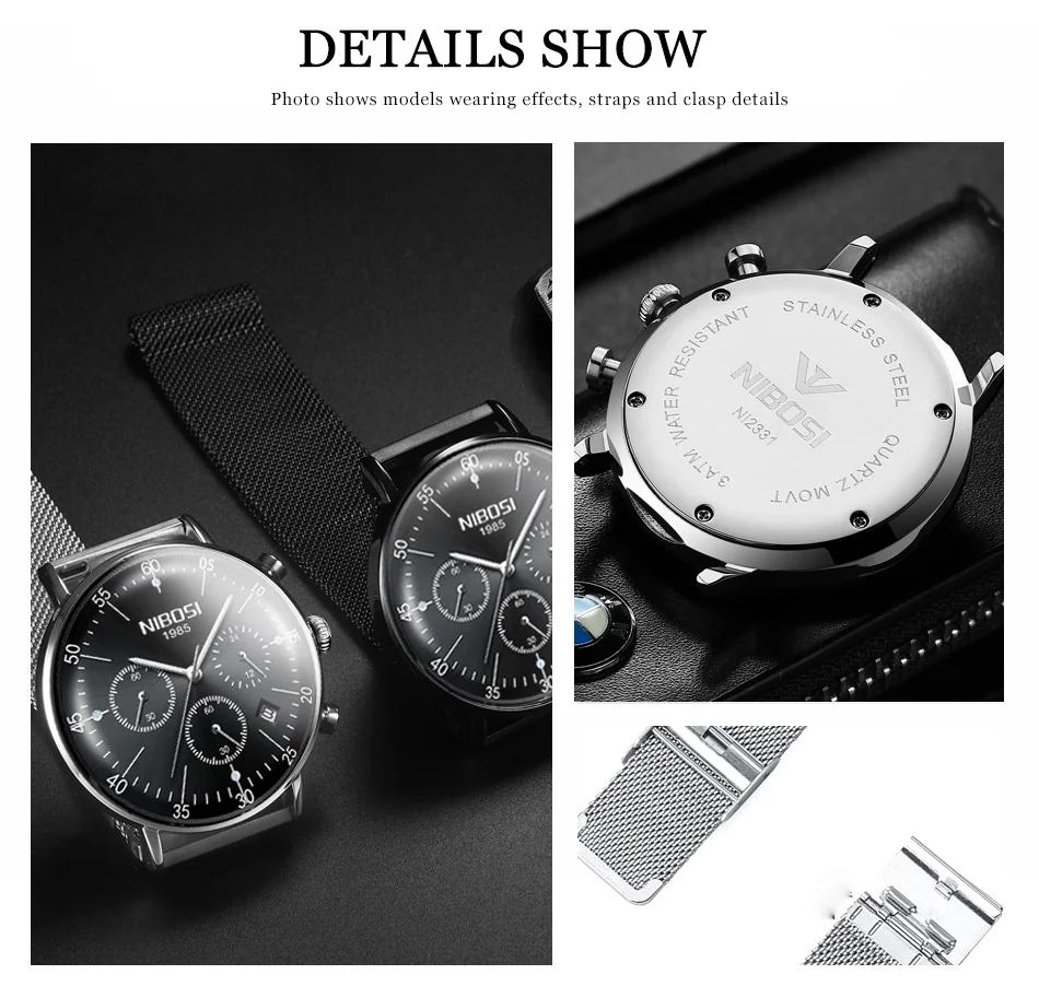 Erkek Kol Saati Markalar NIBOSI Silver Watches Men 2018 Luxury Brand Sports Casual Create Watch For Gift Waterproof With Date    (5)