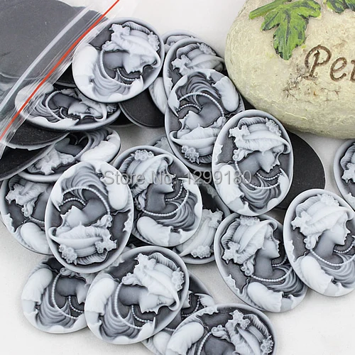 

30*40mm Flat Back Resin Beauty Cameos Cabochons For Blank Base Tray Settings Jewelry Pendant Necklace DIY-Accessories 10pcs