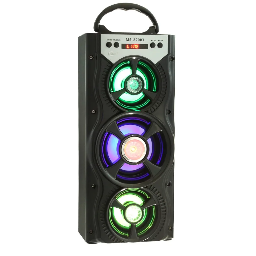 GBTIGER MS 220BT портативный Bluetooth динамик fm радио AUX ЖК экран светодиодный сверкающий TF