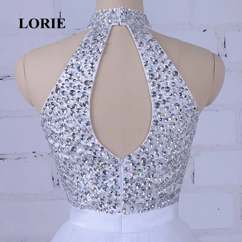 Lorie blanco vestido de baile para la graduación Halter una línea de cuentas cristales tul corto mini cóctel Homecoming robe bal de promo Lorie blanco vestido de baile para la graduación Halter una línea de cuentas cristales tul corto mini cóctel Homecoming robe bal de promo