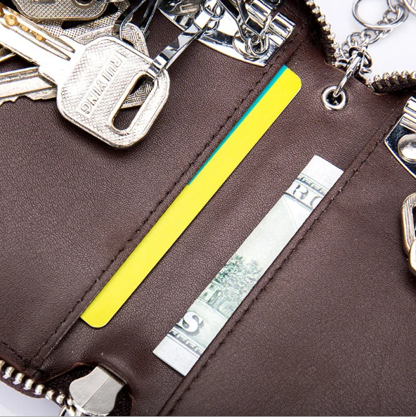 Cross-Border Leather Car Key Wallet Bag Multi-Function  Large Capacity Wholesale Custom Men'S Key Case Bag Female Waist Hanging