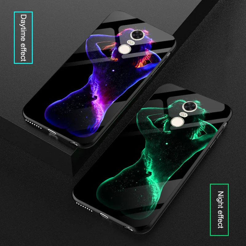 Светящиеся сексуальные боди арт стеклянные Чехлы для Xiaomi Redmi 5 7 дюйма космический