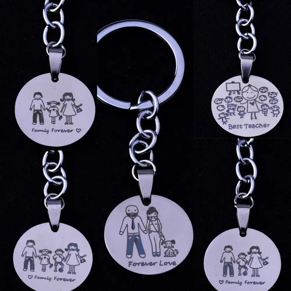 mom dad daughter keychain