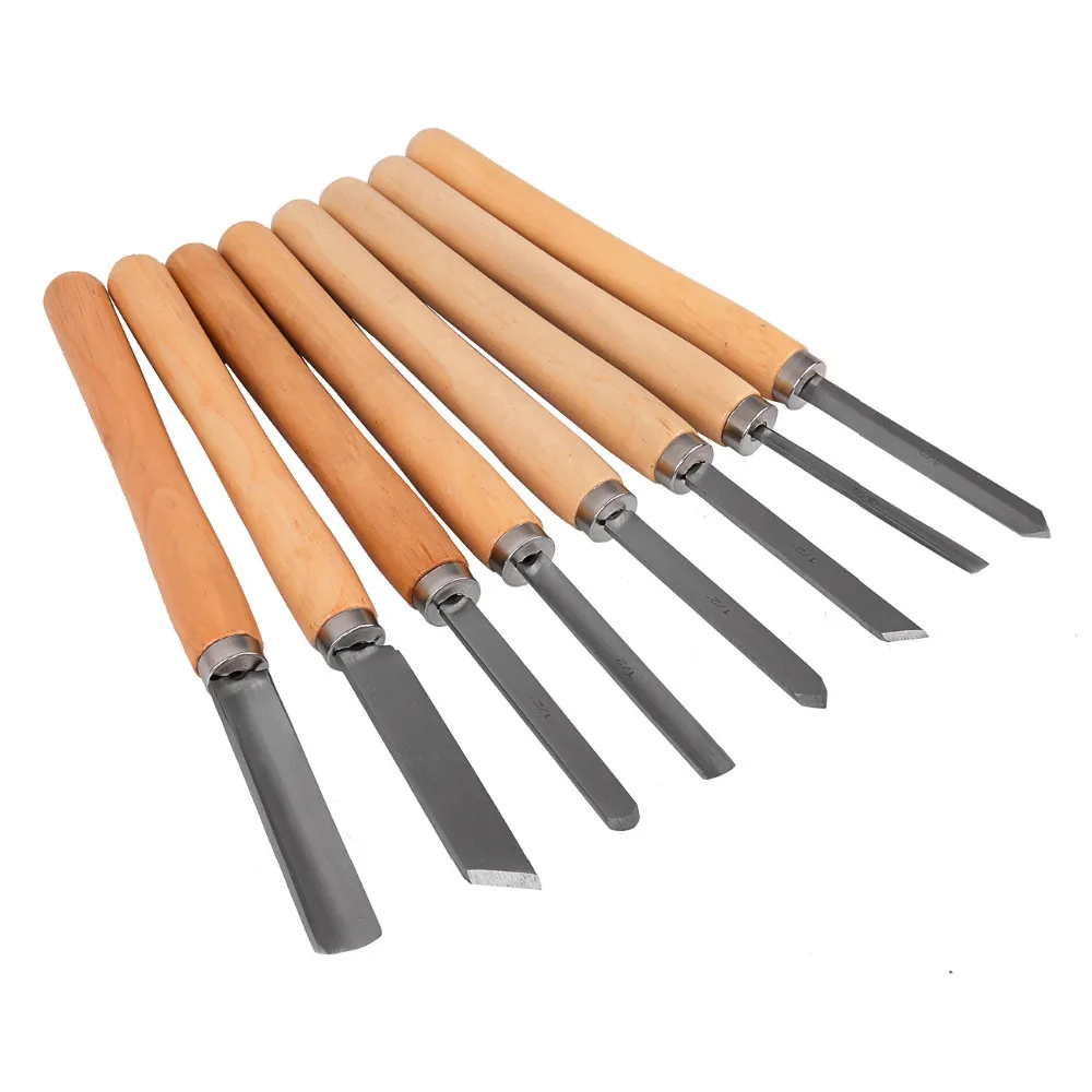 8pc Woodworking Wood Lathe Chisel Turning Tool Set Gouge Skew Parting Spearpointin Chisel from