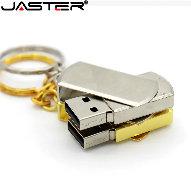

USB 2.0 Metalen Flash Drive 16 GB 32 GB 64 GB 128 GB Pendrive Draaibare usb flash drive pen memory Sticks met sleutelhanger