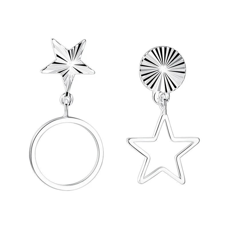 

Promotion 925 sterling silver fashion asymmetric star ladies`stud earrings jewelry female gift Anti allergy drop shipping cheap