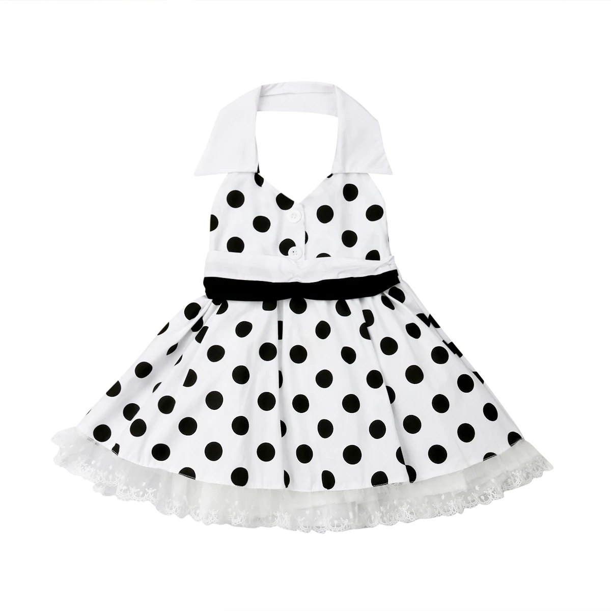 Новое летнее платье в черный горошек для маленьких девочек белые платья без рукавов для новорожденных девочек милое детское повседневное пляжное платье