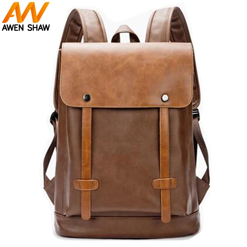

Vintage Man PU Leather Backpack Large Capacity Travel Backpack Fashion Men's Business Laptop Backpack Men Causal School Backpack
